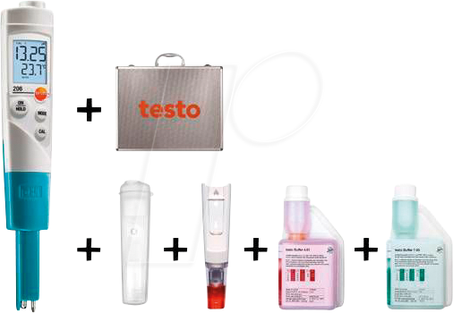 TESTO 0563 2065 - pH-Messgerät testo 206-pH1, 0,0 - 14,0 pH, Starter-Set von TESTO