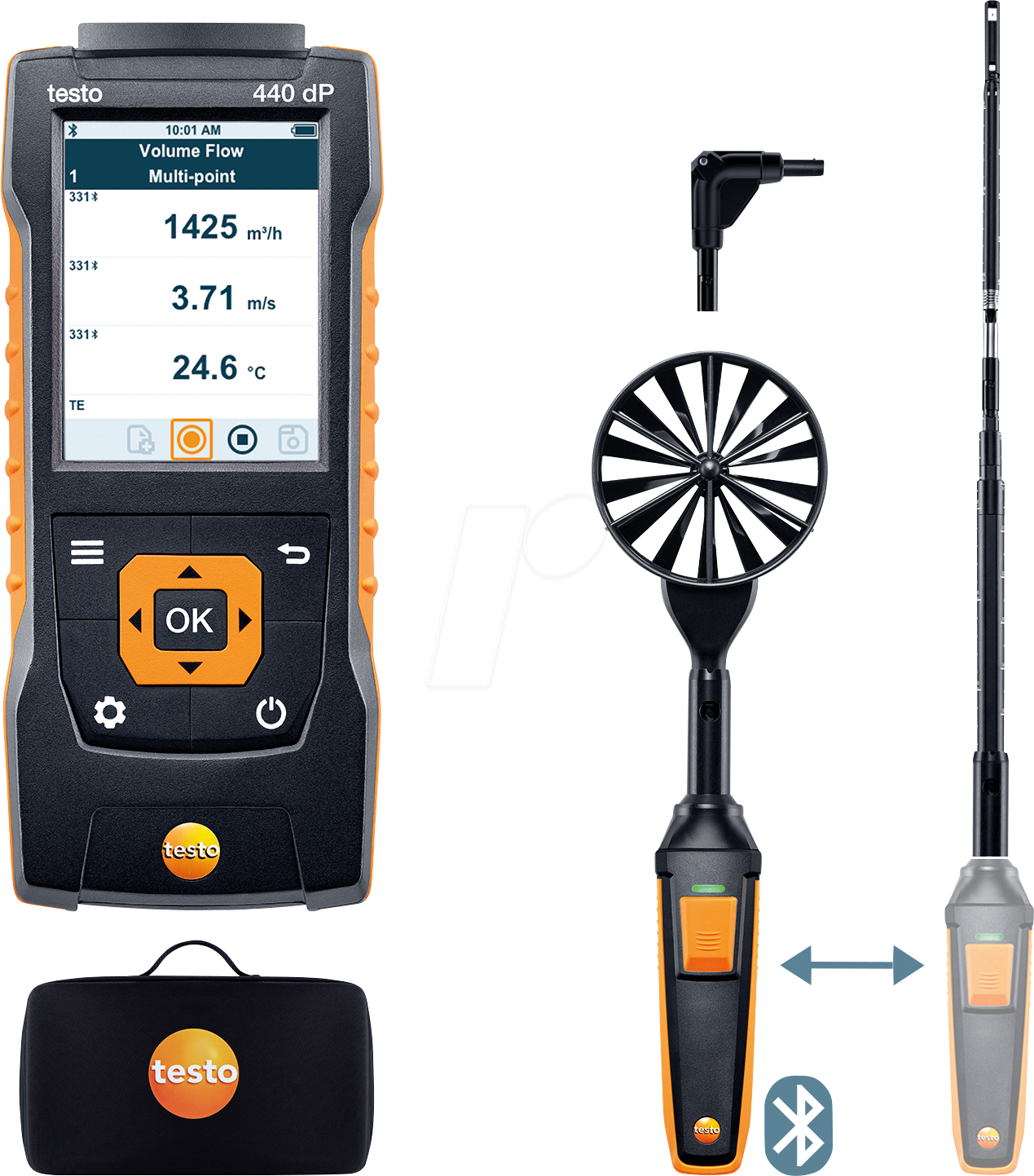 TESTO 0563 4409 - Messgeräteset zur Klimamessung, testo 440 delta P Strömungs-Komb von TESTO