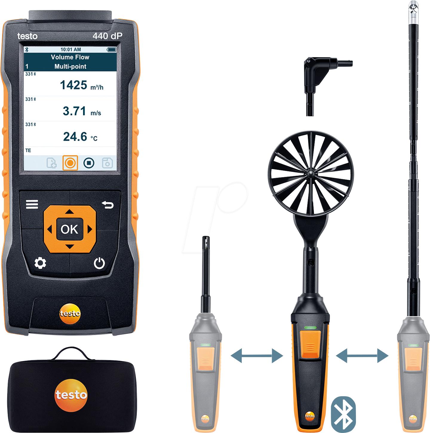 TESTO 0563 4410 - Messgeräteset zur Klimamessung, testo 440 delta P Strömungs-Komb von TESTO