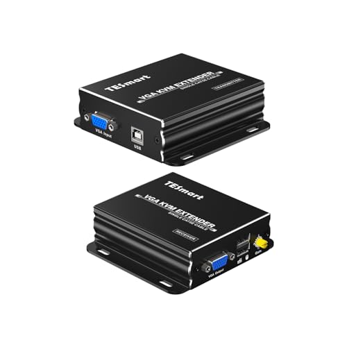 TESmart 1080P 60Hz Long Range 984ft USB VGA KVM Extender über Cat5e Cat6 Ethernet Kabel (bis 984ft/300m, Sender+Receiver) von TESmart