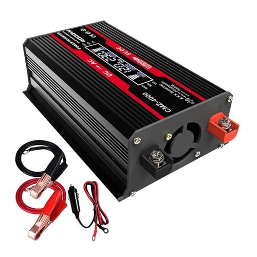 Wechselrichter, 4000W Auto-Wechselrichter-Konverter 12V Anzeigespannungstransformator Autoadapter Modifizierter Sinuswellen-Ladekonverter(Black300W 12 to A) von TETEOM