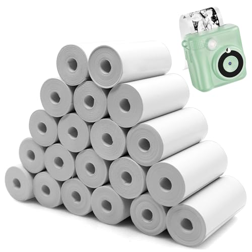 TETEWEVER Thermopapier für Kinderkamera 20 Rollen 57mm Thermo Druckerpapier Nachfülldruckpapier Weiß Null Tinten Druckpapier für Kinderkamera Sofortdruckkamera von TETEWEVER