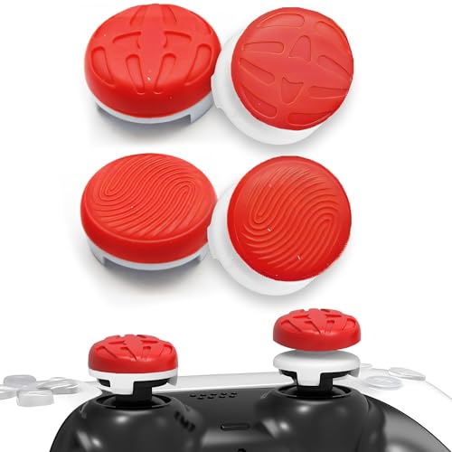 TEUVO Thumbsticks Grips, 4 Stück Silikon Daumenstiel Griffe Kappens für PS4 Controller und für PS5 Controller Thumbsticks zur Verbesserung Zielgenauigkeit, Kontrolle und Präzision, Rot TEUVO Thumbsticks Grips, 4 Stück Silikon Daumenstiel Griffe Kappens für PS4 Controller und für PS5 Controller Thumbsticks zur Verbesserung Zielgenauigkeit, Kontrolle und Präzision, Rot von TEUVO