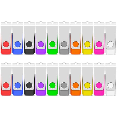 TEWENE USB-Stick, 128 MB, USB Stick 2.0, 20er-Pack, Daumenlaufwerk, USB-Speicher mit Schlüsselanhänger und Aufkleber für Computer, Autos und Fernseher von TEWENE