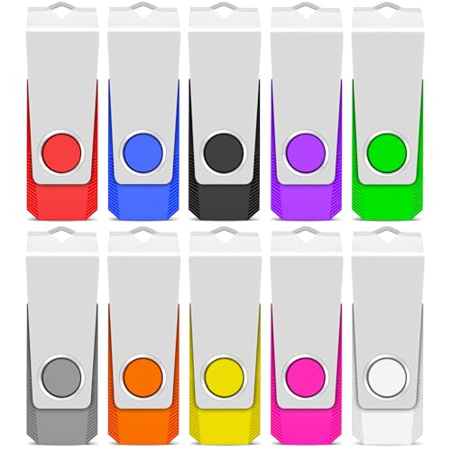 TEWENE USB-Stick, 8 GB, USB Stick 2.0, Flash-Laufwerk, 10er-Pack, USB-Speicher mit Schlüsselanhänger und Aufkleber für Computer, Autos von TEWENE