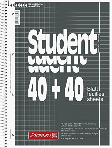 Collegeblock DUO/Schreibblock + Rechenblock"Brunnen" 40 + 40 Blatt/kariert + liniert- A4 von TEXTIMO