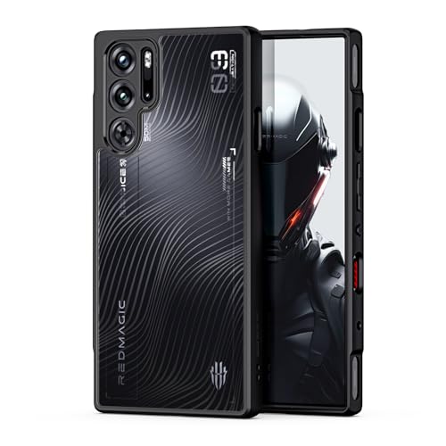 TEYYOS Armor Clear Hülle für ZTE Nubia Red Magic 9 Pro/Magic 9 Pro+, PC/TPU Hybrid Schutzhülle Transparente Linie Textur Handyhülle mit Stoßfeste Bumper - Schwarz von TEYYOS