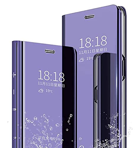 TEYYOS Hülle Geeignet für Xiaomi Redmi Note 13 Pro Plus 5G/Note 13 Pro+ 5G, Plating Smart Clear View Case, Luxury Mirror Ultradünne Flip Handyhülle. Lila-Blau von TEYYOS