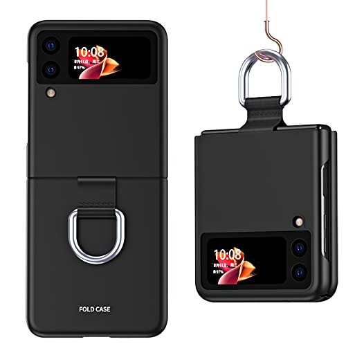 TEYYOS Hülle für Samsung Galaxy Z Flip 4, PC Handyhülle mit Ringschließe, Schutzhülle Case Cover mit Schlüsselanhänger - Schwarz TEYYOS Hülle für Samsung Galaxy Z Flip 4, PC Handyhülle mit Ringschließe, Schutzhülle Case Cover mit Schlüsselanhänger - Schwarz von TEYYOS
