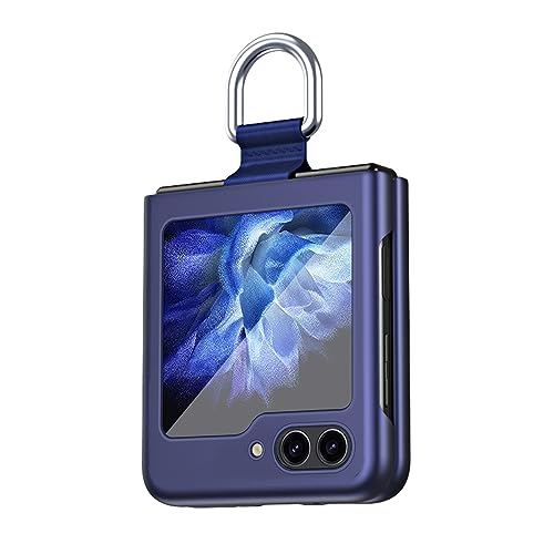 TEYYOS Hülle für Samsung Galaxy Z Flip 5, PC Handyhülle mit Ringschließe, Schutzhülle Case Cover mit Schlüsselanhänger - Blau von TEYYOS