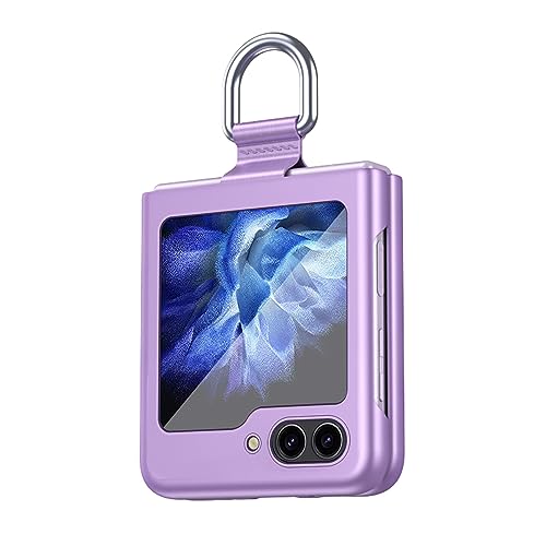 TEYYOS Hülle für Samsung Galaxy Z Flip 5, PC Handyhülle mit Ringschließe, Schutzhülle Case Cover mit Schlüsselanhänger - Lila von TEYYOS