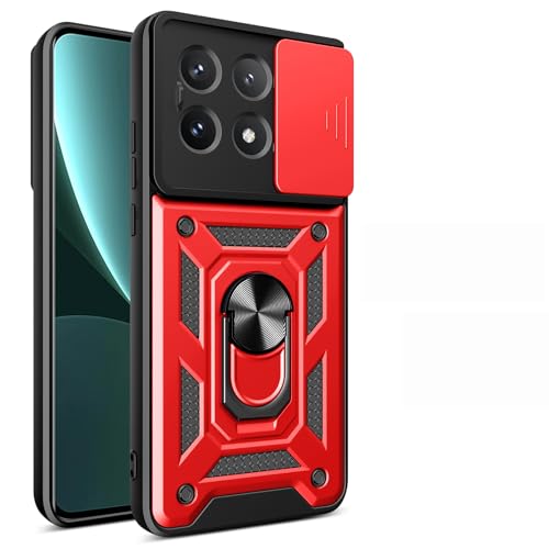 TEYYOS Panzerhülle Kompatibel mit Xiaomi Poco X6 Pro 5G, Stoßfest Hülle Handyhülle Schutzhülle mit Schiebedeckel und Halterung - Rot TEYYOS Panzerhülle Kompatibel mit Xiaomi Poco X6 Pro 5G, Stoßfest Hülle Handyhülle Schutzhülle mit Schiebedeckel und Halterung - Rot von TEYYOS