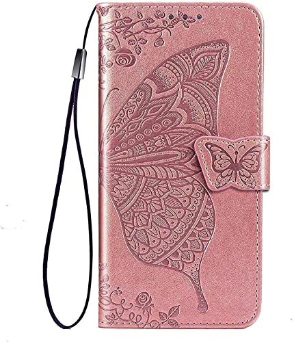 TEYYOS Schmetterling Flip Folio Hülle für Xiaomi Redmi A3, Schutzhülle PU/TPU Leder Klapptasche Handytasche mit Kartenfächer, Handyhülle - Rose Gold TEYYOS Schmetterling Flip Folio Hülle für Xiaomi Redmi A3, Schutzhülle PU/TPU Leder Klapptasche Handytasche mit Kartenfächer, Handyhülle - Rose Gold von TEYYOS