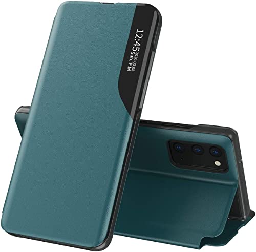 TEYYOS Smart View Hülle für Samsung Galaxy A54 5G, Premium Leder Schutzhülle mit Sichtfenster Fenster, Stilvoll Spiegel Handyhülle mit Flip Klappbarer Ständer - Grün TEYYOS Smart View Hülle für Samsung Galaxy A54 5G, Premium Leder Schutzhülle mit Sichtfenster Fenster, Stilvoll Spiegel Handyhülle mit Flip Klappbarer Ständer - Grün von TEYYOS