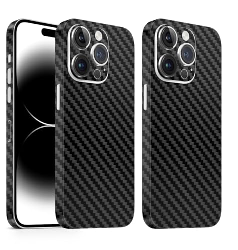 Skin kompatibel mit iPhone 13 Pro 2X Skin Schutzfolie für die Rückseite und Seiten in edler Optik inkl. Kameraschutz Schutz vor Kratzern (Carbon Schwarz) von TF Skins