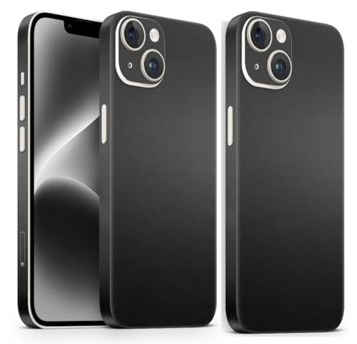 TF Skins (2X) Skin passend für das Apple iPhone 14 Skin/Schutzfolie für die Rückseite und Seiten in edler Optik inkl. Kameraschutz Schutz vor Kratzern (Matt Schwarz) von TF Skins