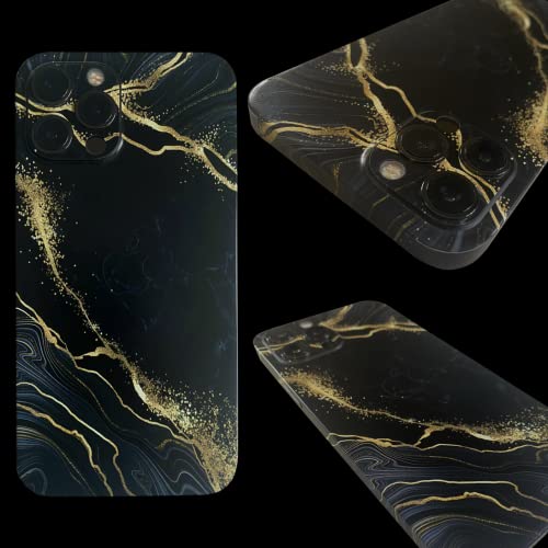TF Skins (2X) Skin passend für das iPhone 14 Skin/Schutzfolie für die Rückseite und Seiten in edler Optik inkl. Kameraschutz Schutz vor Kratzern (Luxury Black) von TF Skins
