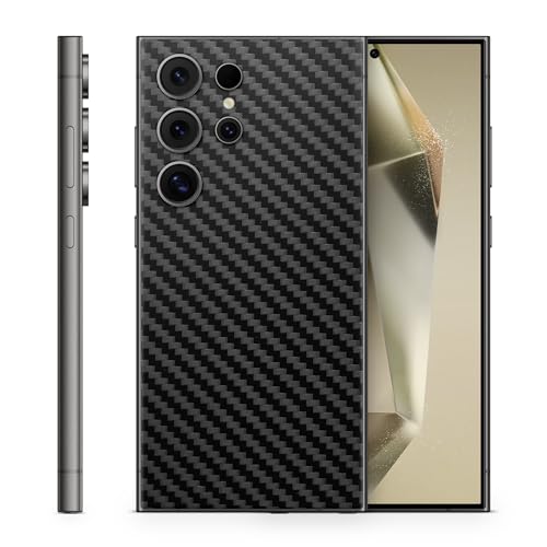 TF Skins Skin passend für Samsung Galaxy S24, S24 Plus, S24 Ultra. Aufkleber für die Rückseite zum Schutz. Kompatibel mit Fast Allen Cases (Carbon Schwarz, Galaxy S24 Ultra) von TF Skins