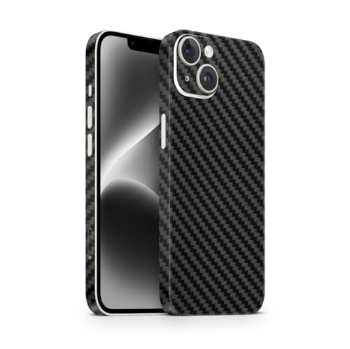 TF Skins Skin passend für das iPhone 14 Plus+ Skin/Schutzfolie für die Rückseite und Seiten in edler Optik inkl. Kameraschutz Schutz vor Kratzern (Carbon Schwarz) von TF Skins