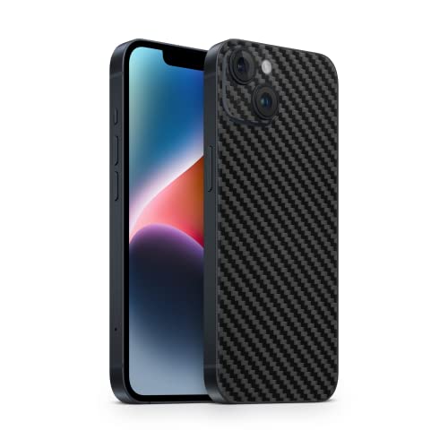 TF Skins Skin passend für das iPhone 14 Plus Skin/Schutzfolie für die Rückseite in edler Optik inkl. Kameraschutz Schutz vor Kratzern (Carbon Black) von TF Skins