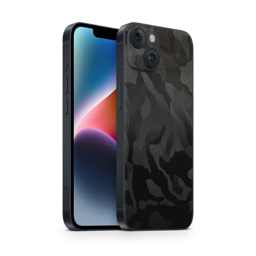 TF Skins Skin passend für das iPhone 14 Plus Skin/Schutzfolie für die Rückseite in edler Optik inkl. Kameraschutz Schutz vor Kratzern (Shadow Black) von TF Skins