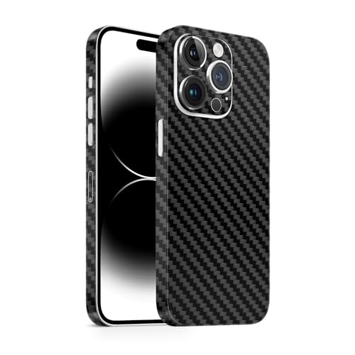 TF Skins Skin passend für das iPhone 14 Pro Max Skin/Schutzfolie für die Rückseite und Seiten in edler Optik inkl. Kameraschutz Schutz vor Kratzern (Carbon Schwarz) von TF Skins