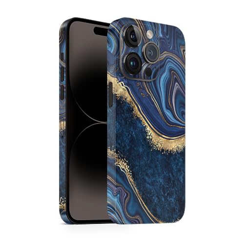 TF Skins Skin passend für das iPhone 14 Pro Skin/Schutzfolie für die Rückseite und Seiten in edler Optik inkl. Kameraschutz Schutz vor Kratzern (Luxury Blue) von TF Skins