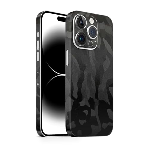 TF Skins Skin passend für das iPhone 14 Pro Skin/Schutzfolie für die Rückseite und Seiten in edler Optik inkl. Kameraschutz Schutz vor Kratzern (Shadow Black) von TF Skins