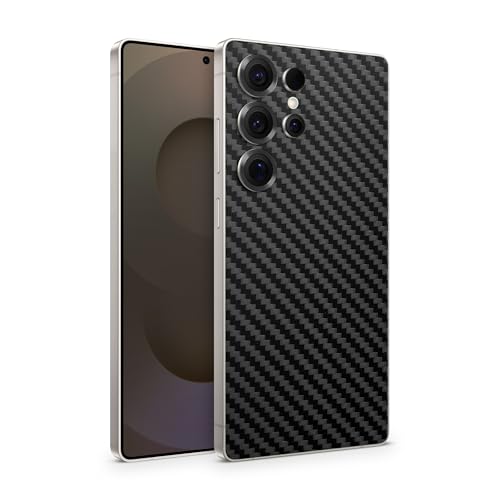 TF Skins Skins kompatibel mit Samsung Galaxy S25 & S25 Ultra, Skin Schutzfolie 360° Full Coverage oder Back Only (Back Only, Carbon Schwarz, S25 Ultra) von TF Skins