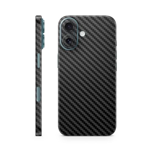 TF Skins Skins kompatibel mit iPhone 16, Skin Schutzfolie 360° Full Coverage Schutz, super dünn und resistent. Folien Case/Hülle (Carbon Schwarz) von TF Skins