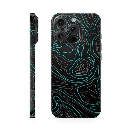 TF Skins Skins kompatibel mit iPhone 16 Pro, Skin Schutzfolie 360° Full Coverage Schutz, super dünn und resistent. Folien Case/Hülle (Topo Cyan Matt) von TF Skins
