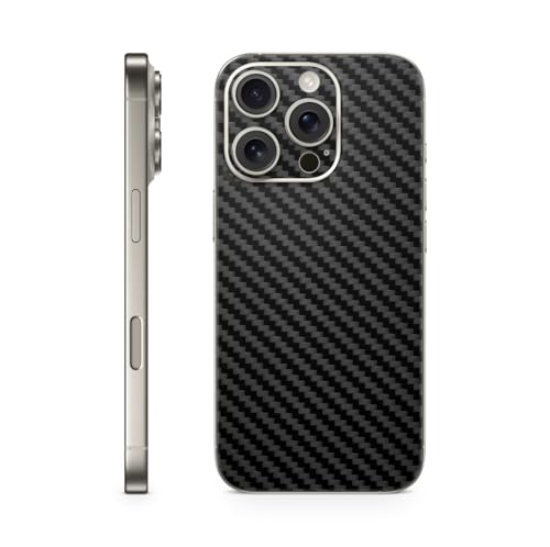 TF Skins Skins kompatibel mit iPhone 16 Pro, Skin Schutzfolie Back Only Schutz, super dünn und resistent. Folien Case/Hüll (Carbon Schwarz) von TF Skins