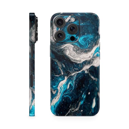 TF Skins Skins kompatibel mit iPhone 16 Pro Max, Skin Schutzfolie 360° Full Coverage Schutz, super dünn und resistent. Folien Case/Hülle (Blue Silver) von TF Skins