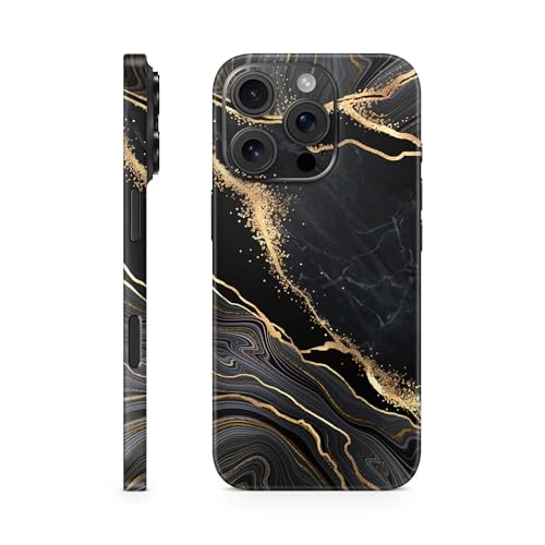 TF Skins Skins kompatibel mit iPhone 16 Pro Max, Skin Schutzfolie 360° Full Coverage Schutz, super dünn und resistent. Folien Case/Hülle (Luxury Black) von TF Skins