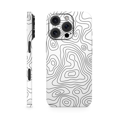 TF Skins Skins kompatibel mit iPhone 16 Pro Max, Skin Schutzfolie 360° Full Coverage Schutz, super dünn und resistent. Folien Case/Hülle (Topo Weiß Matt) von TF Skins