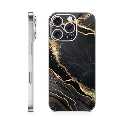 TF Skins Skins kompatibel mit iPhone 16 Pro Max, Skin Schutzfolie Back Only Schutz, super dünn und resistent. Folien Case/Hüll (Luxury Black) von TF Skins