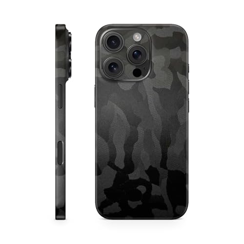 TF Skins Skins kompatibel mit iPhone 16 Pro und 16 Pro Max, Skin Schutzfolie 360° Full Coverage oder Back Only (Full Coverage, Shadow Black, iPhone 16 Pro Max) von TF Skins