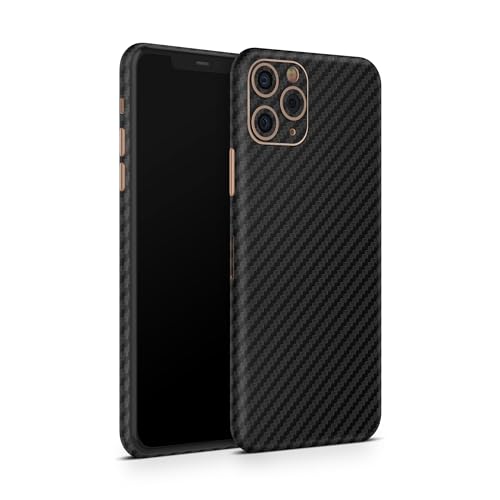 TF Skins iPhone 11 Pro Max Skin (2X Stück) Schutzfolie für die Rückseite und Seiten in edler Optik inkl. Kameraschutz Schutz vor Kratzern (Carbon Black) von TF Skins