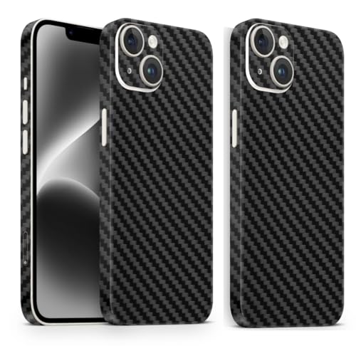 TF Skins iPhone 12 Mini Skin (2X Stück) Schutzfolie für die Rückseite und Seiten in edler Optik inkl. Kameraschutz Schutz vor Kratzern (Carbon Black) von TF Skins