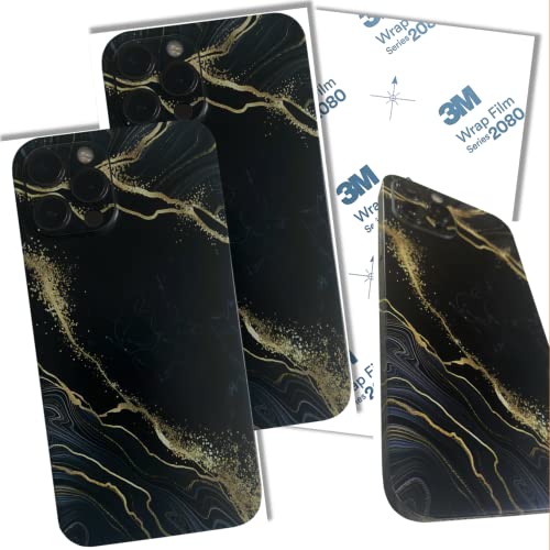 TF Skins iPhone 12 Pro Max Skin (2X Stück) Schutzfolie für die Rückseite und Seiten in edler Optik inkl. Kameraschutz Schutz vor Kratzern (Luxury Black) von TF Skins