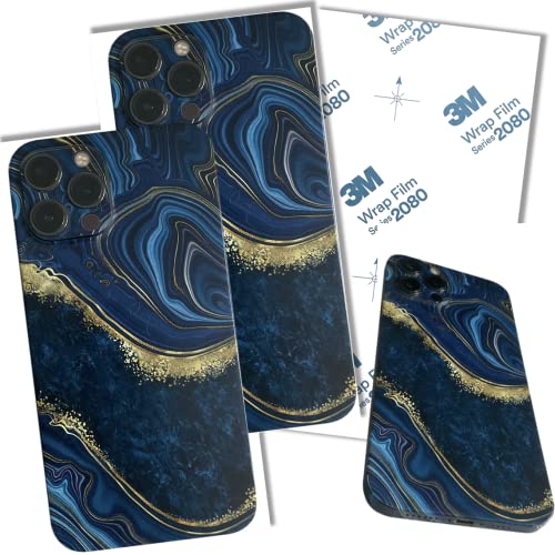 TF Skins iPhone 12 Pro Max Skin (2X Stück) Schutzfolie für die Rückseite und Seiten in edler Optik inkl. Kameraschutz Schutz vor Kratzern (Luxury Blue) von TF Skins