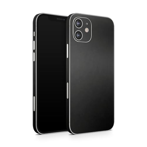 TF Skins iPhone 12 Skin (2X Stück) Schutzfolie für die Rückseite und Seiten in edler Optik inkl. Kameraschutz Schutz vor Kratzern (Schwarz Matt) von TF Skins