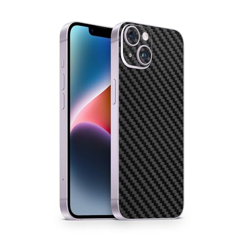 TF Skins kompatibel mit iPhone 15, Skin Schutzfolie Rückseite Schutz, super dünn und resistent (Carbon Schwarz) von TF Skins