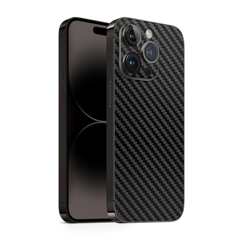 TF Skins kompatibel mit iPhone 15 Pro Max, Skin Schutzfolie Rückseite, super dünn und resistent (Carbon Schwarz) von TF Skins