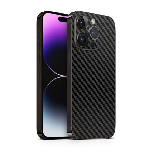 TF Skins passend für das iPhone 14 Pro Skin/Schutzfolie für die Rückseite in edler Optik inkl. Kameraschutz Schutz vor Kratzern (Carbon Black) von TF Skins