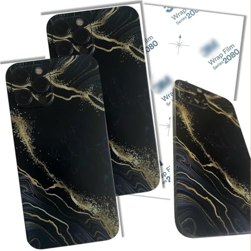 TF Skins passend für iPhone 13 Skin (2X Stück) Schutzfolie für die Rückseite und Seiten in edler Optik inkl. Kameraschutz Schutz vor Kratzern (Luxury Black) von TF Skins
