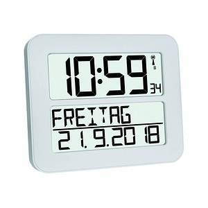 TFA® digitale Funkwanduhr 60.4512.02 weiß Kunststoff 25,8 x 21,2 cm von TFA®