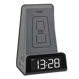 TFA® digitaler Wecker 60.2033 ICONcharge schwarz Kunststoff 107,0 x 83,0 mm von TFA®