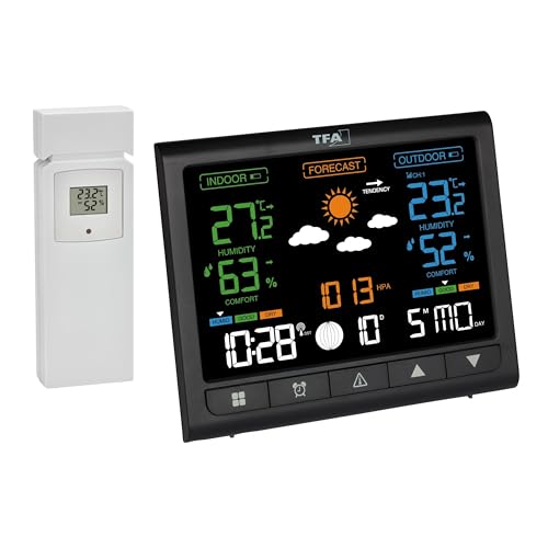 TFA Dostmann Wetterstation Funk mit Außensensor Contrast, 35.1171, VA-Display, Thermometer und Hygrometer für Innen/Außen, mit Wettervorhersage, Temperaturalarm, Funkuhr, schwarz TFA Dostmann Wetterstation Funk mit Außensensor Contrast, 35.1171, VA-Display, Thermometer und Hygrometer für Innen/Außen, mit Wettervorhersage, Temperaturalarm, Funkuhr, schwarz von TFA Dostmann