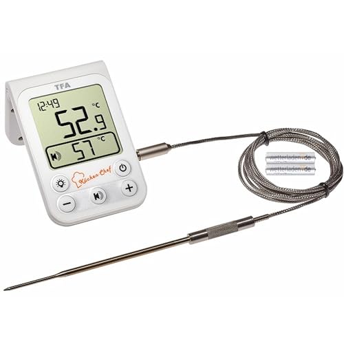 TFA Dostmann Küchen-Chef Digitales Grill-Bratenthermometer mit Hintergrundbeleuchtung, Kunststoff, L85 x B30 x H225 mm (weiß mit Batterien) TFA Dostmann Küchen-Chef Digitales Grill-Bratenthermometer mit Hintergrundbeleuchtung, Kunststoff, L85 x B30 x H225 mm (weiß mit Batterien) von TFA Dostmann